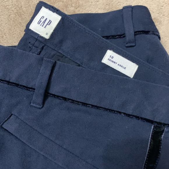 GAP vintage navy blue stretchy tuxedo pants with velvet piping - Picture 2 of 7